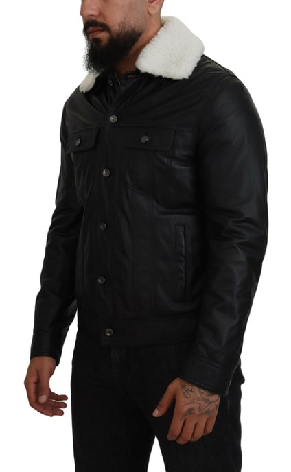 Lederjacke mit Schaffellkragen - Image 2