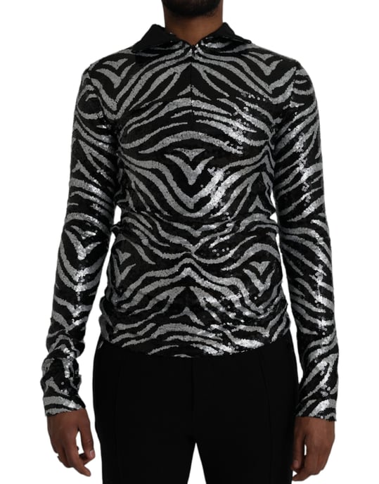Pailletten-Zebra-Print-Bluse - Image 1