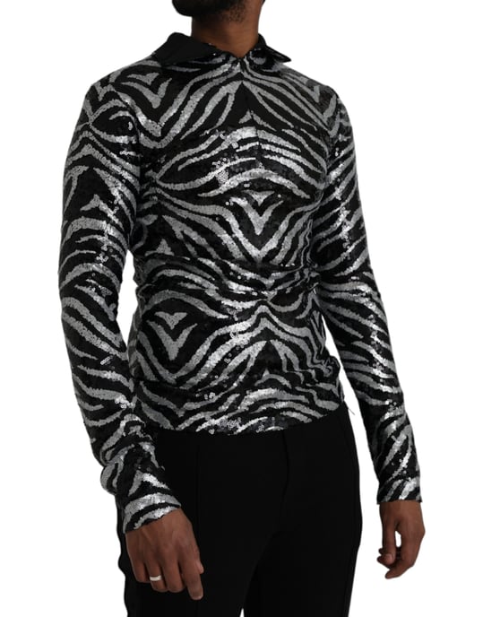 Pailletten-Zebra-Print-Bluse - Image 2