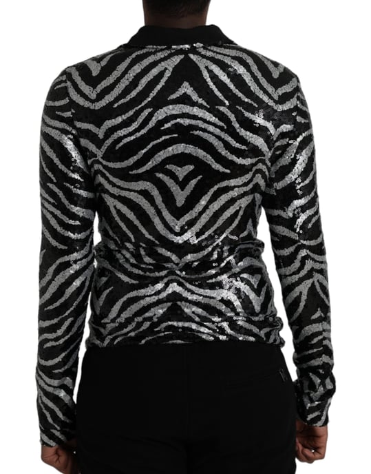 Pailletten-Zebra-Print-Bluse - Image 3