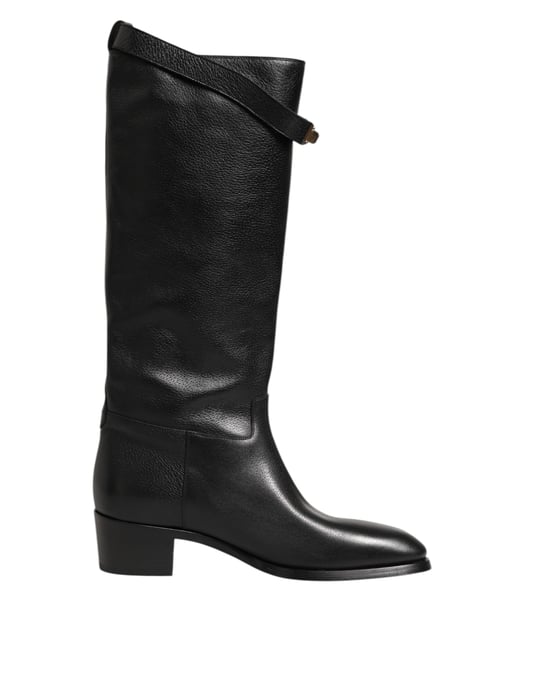 Oberschenkelhohe Lederstiefel Blockabsatz - Image 2