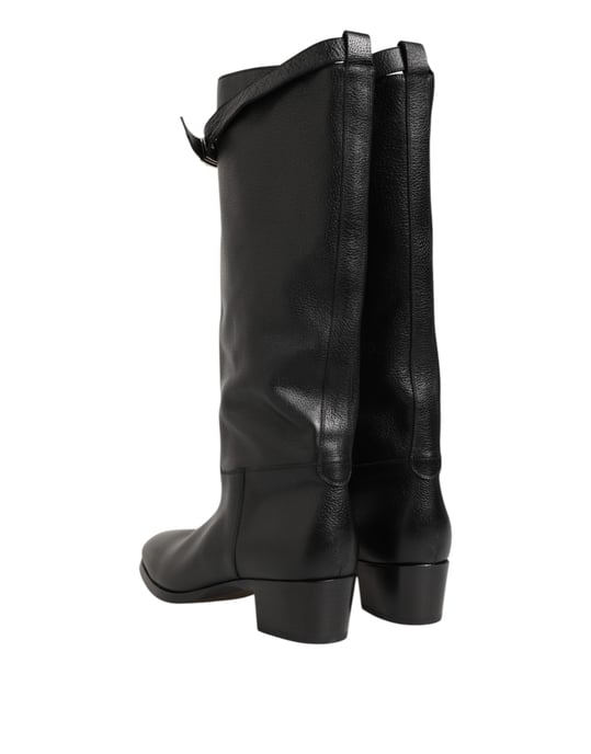 Oberschenkelhohe Lederstiefel Blockabsatz - Image 5