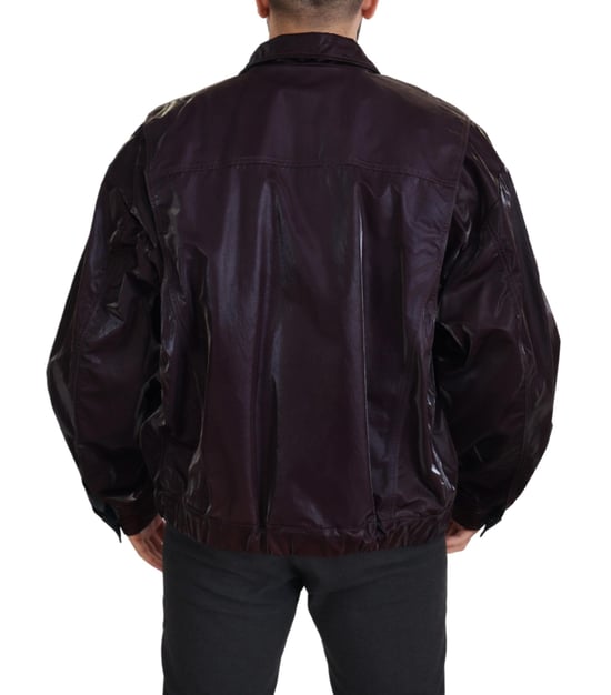 Glänzende burgunderfarbene Bomberjacke - Image 2