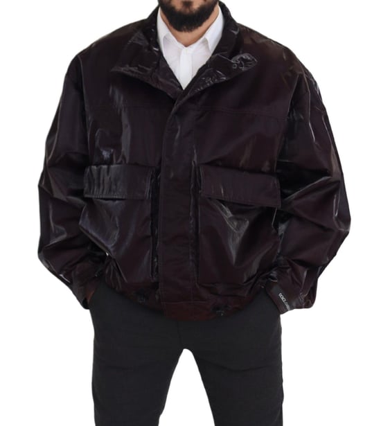 Glänzende burgunderfarbene Bomberjacke - Image 4