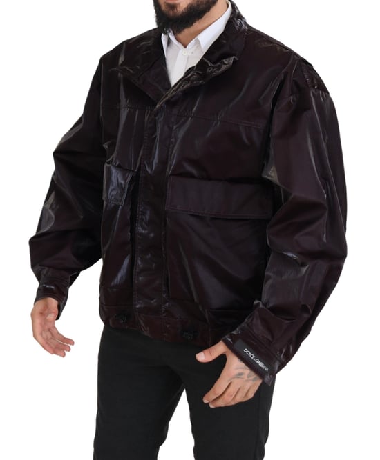 Glänzende burgunderfarbene Bomberjacke - Image 6