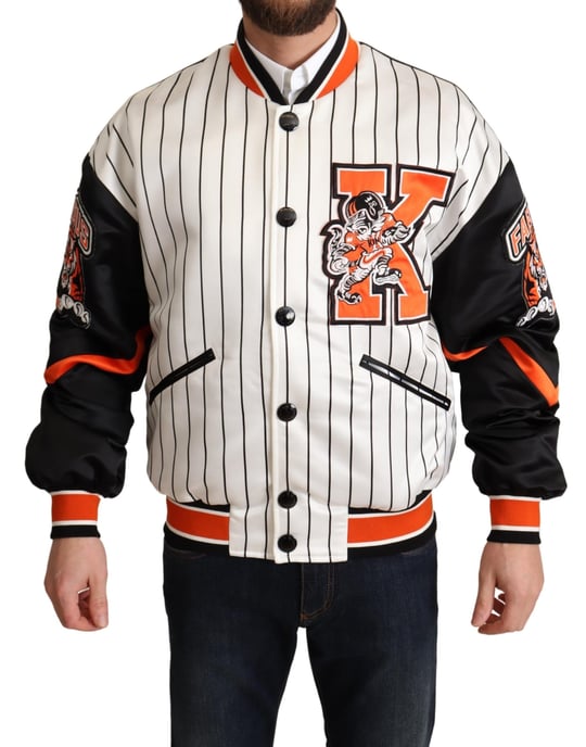 Nadelstreifen Satin Baseballjacke - Image 1