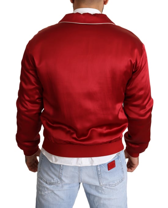 Rote Satin Bomberjacke Jkt2914 - Image 3