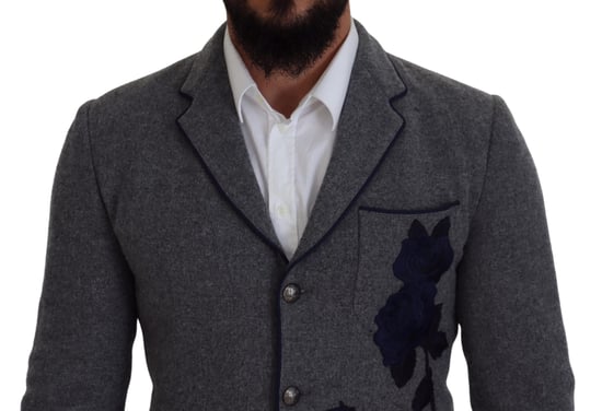 Grauer Blazer mit floraler Stickerei - Image 3