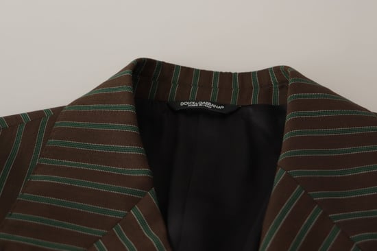 Doppelreihiger Blazer mit braunem und grünem Streifenmuster - Image 6