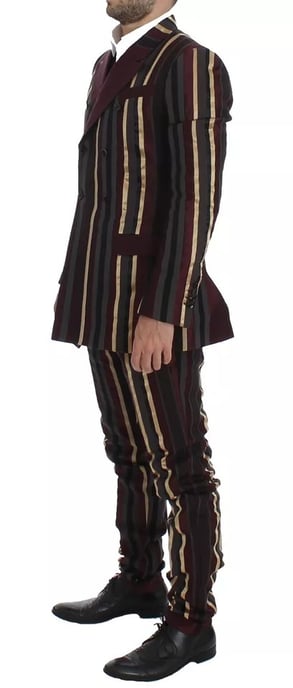 Gestreifter Anzug mit mehreren Farben, doppelt knopfgeschlossener Blazer - Image 2