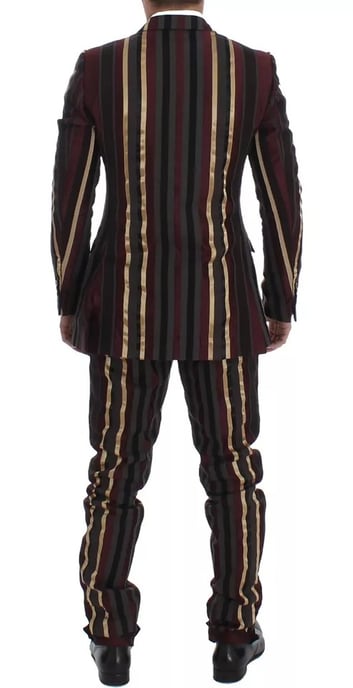 Gestreifter Anzug mit mehreren Farben, doppelt knopfgeschlossener Blazer - Image 3