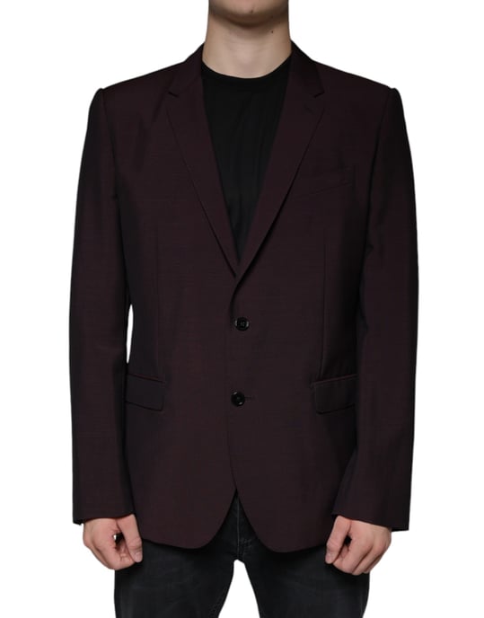 Burgunderfarbener Slim Fit Blazer - Image 2
