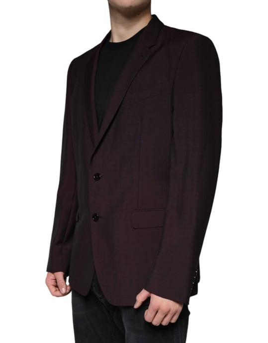 Burgunderfarbener Slim Fit Blazer - Image 3