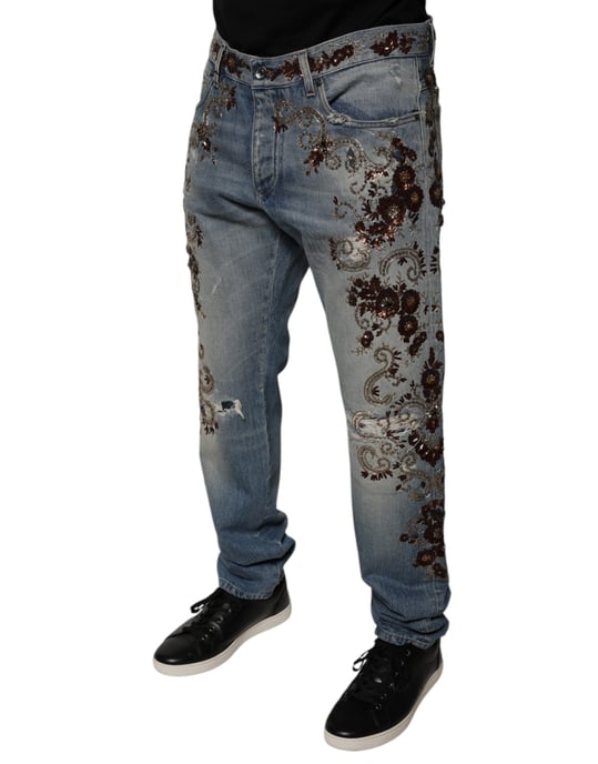 Gerade Jeans mit floralem Stickerei - Image 3