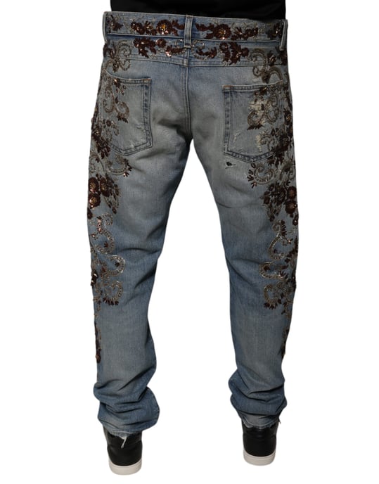 Gerade Jeans mit floralem Stickerei - Image 4