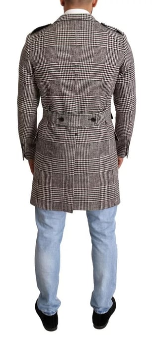 Glen Plaid Wollmantel mit langen Ärmeln - Image 3