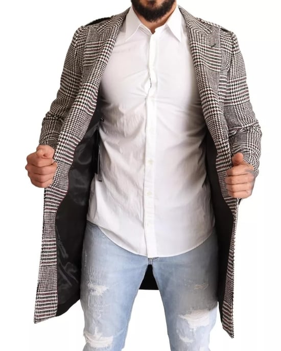 Glen Plaid Wollmantel mit langen Ärmeln - Image 5
