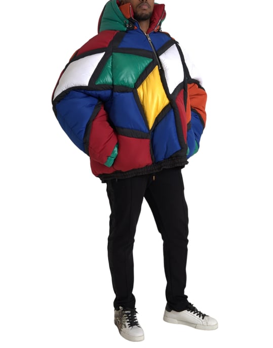 Geometrische Patchwork-Pufferjacke - Image 2