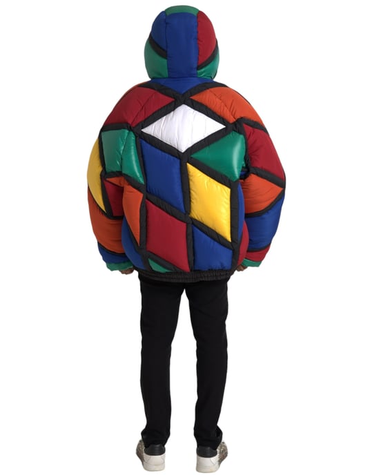 Geometrische Patchwork-Pufferjacke - Image 3