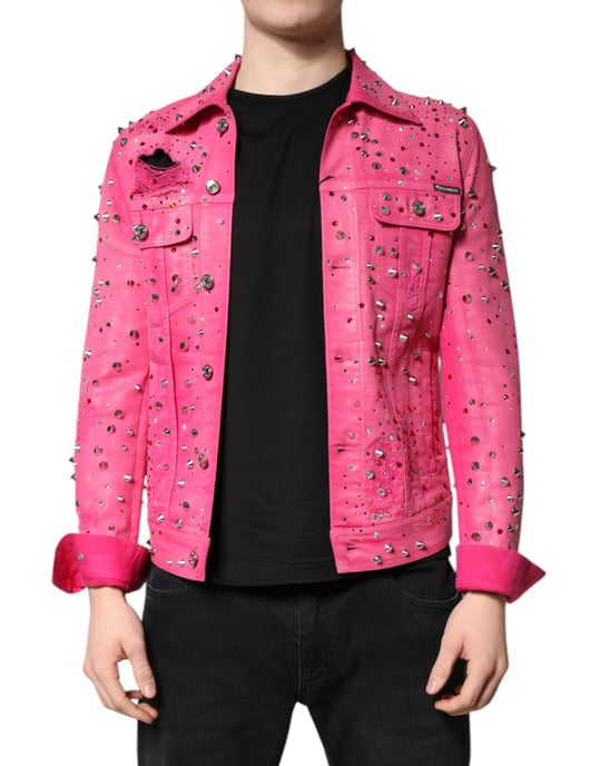 Rosa Jeansjacke mit Kristallbesetzungen - Image 2