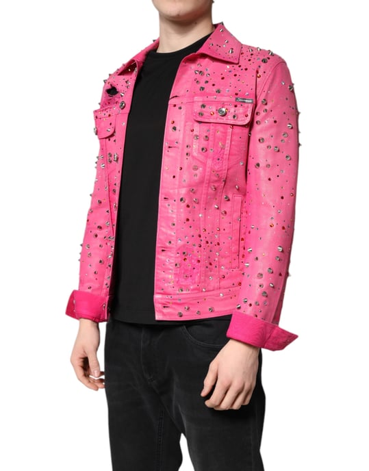 Rosa Jeansjacke mit Kristallbesetzungen - Image 3
