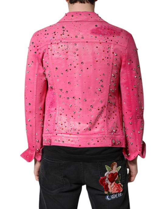 Rosa Jeansjacke mit Kristallbesetzungen - Image 4