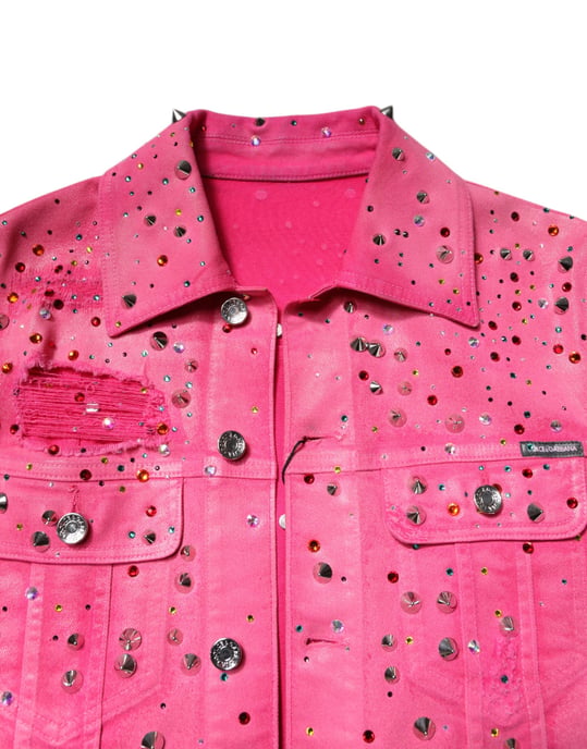Rosa Jeansjacke mit Kristallbesetzungen - Image 5