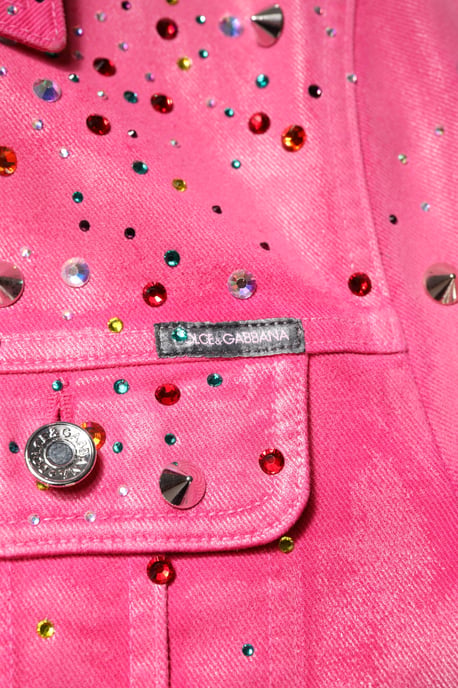 Rosa Jeansjacke mit Kristallbesetzungen - Image 6