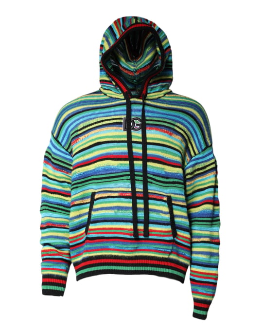 Gestreifter Strick-Hoodie-Pullover - Image 2