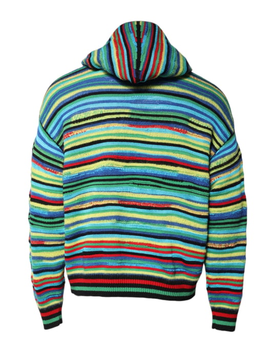 Gestreifter Strick-Hoodie-Pullover - Image 4