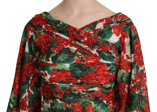 Blumen-Jersey-Kleid Geranien-Druck Midi-Kleid - Image 5
