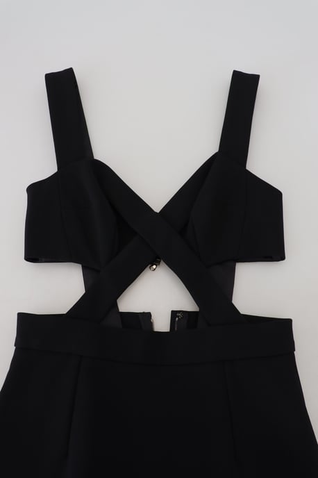 Ausschnitt Midi Kleid Schwarzes Ärmelloses Kleid - Image 5