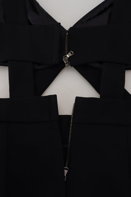 Ausschnitt Midi Kleid Schwarzes Ärmelloses Kleid - Image 6