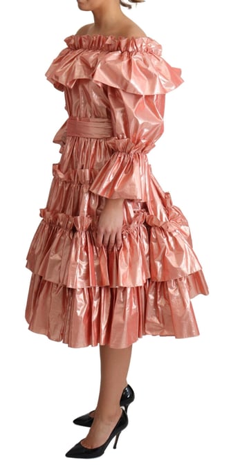Metallisches Midi-Kleid mit Rüschendesign - Image 3