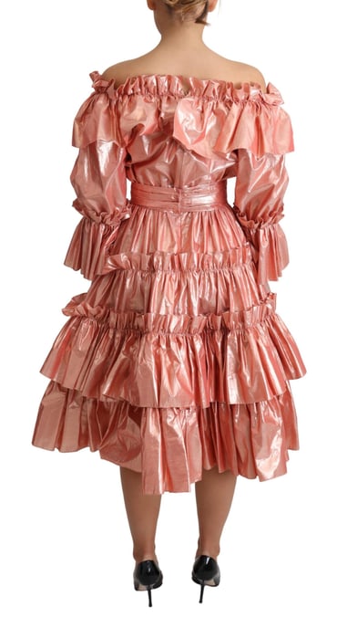 Metallisches Midi-Kleid mit Rüschendesign - Image 4
