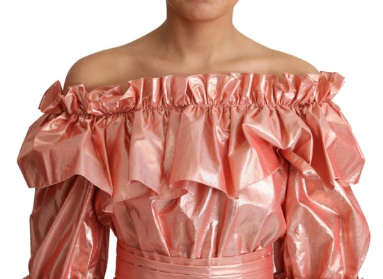 Metallisches Midi-Kleid mit Rüschendesign - Image 5