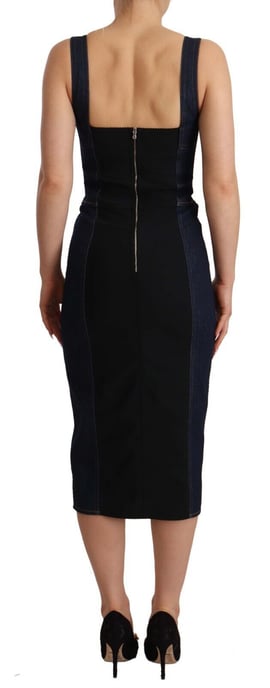 Denim Bleistiftkleid Ärmellos Midi Länge - Image 3