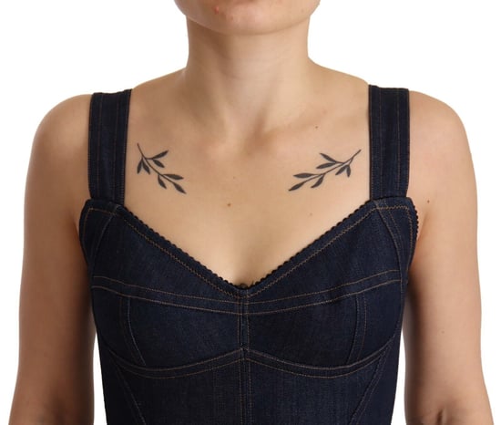 Denim Bleistiftkleid Ärmellos Midi Länge - Image 4