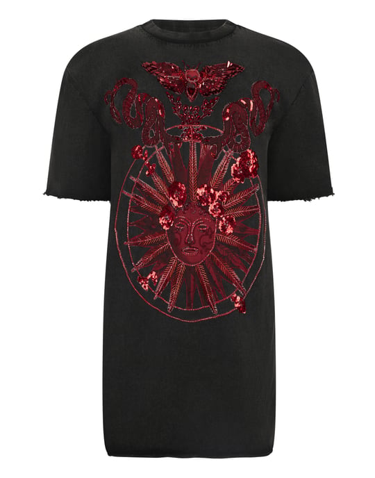 Philipp Plein T-Shirt-Kleid mit offenem Rücken und Schmetterlings-Tattoo - Schwarz - Image 1