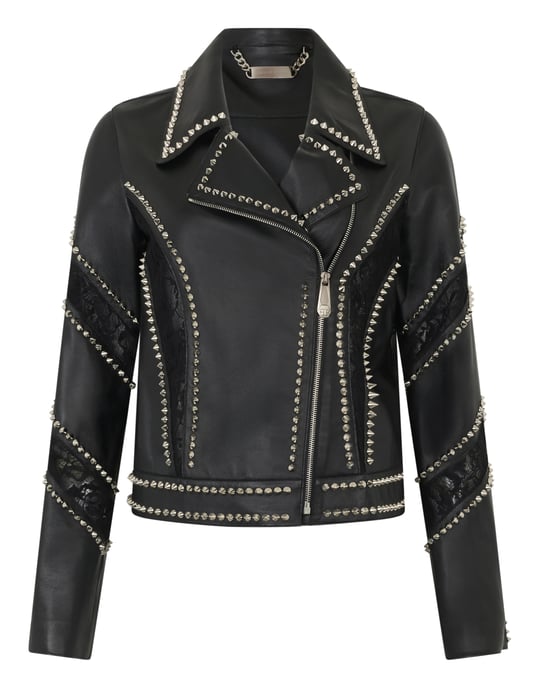 Biker Jacket With Lace Inserts - Image 1