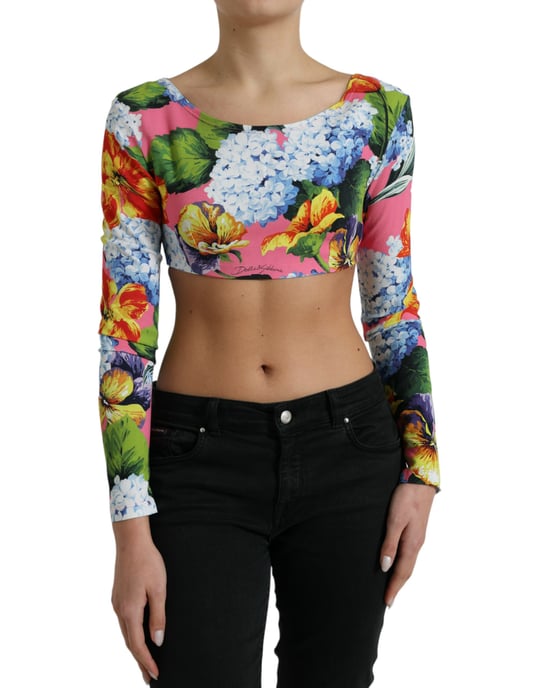 Blumiger Langarm-Crop-Top-Stil - Image 1