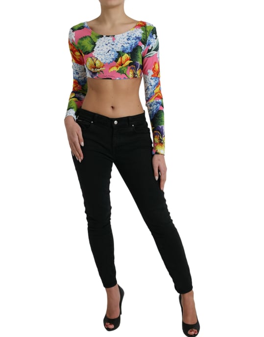 Blumiger Langarm-Crop-Top-Stil - Image 2