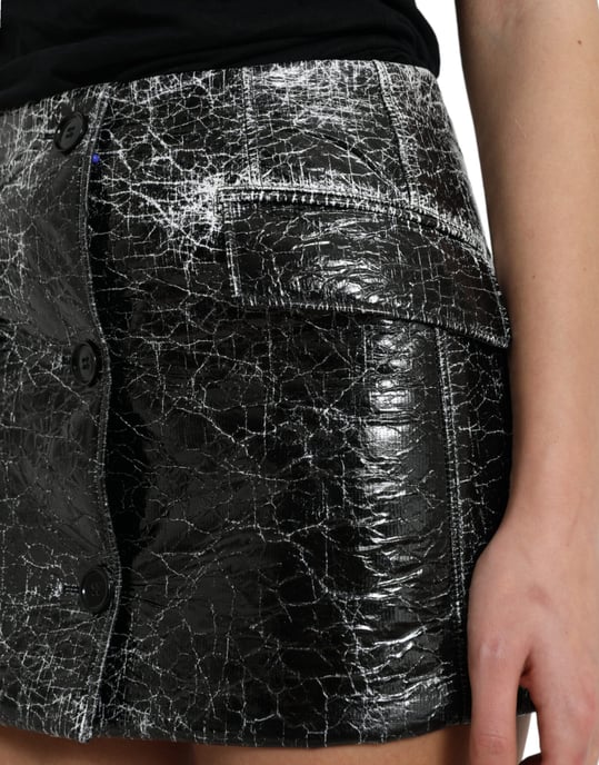 Gepresster Leder-Minirock im A-Linien-Stil - Image 4