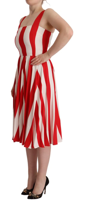 Dolce & Gabbana Red White gestreiftes A-Linien-Kleid - Weiß - Image 2