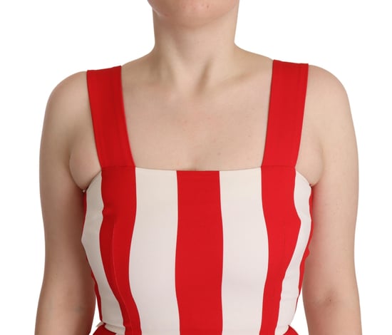 Dolce & Gabbana Red White gestreiftes A-Linien-Kleid - Weiß - Image 4