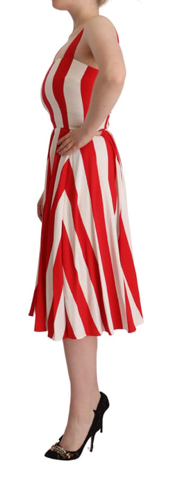 Dolce & Gabbana Red White gestreiftes A-Linien-Kleid - Weiß - Image 5