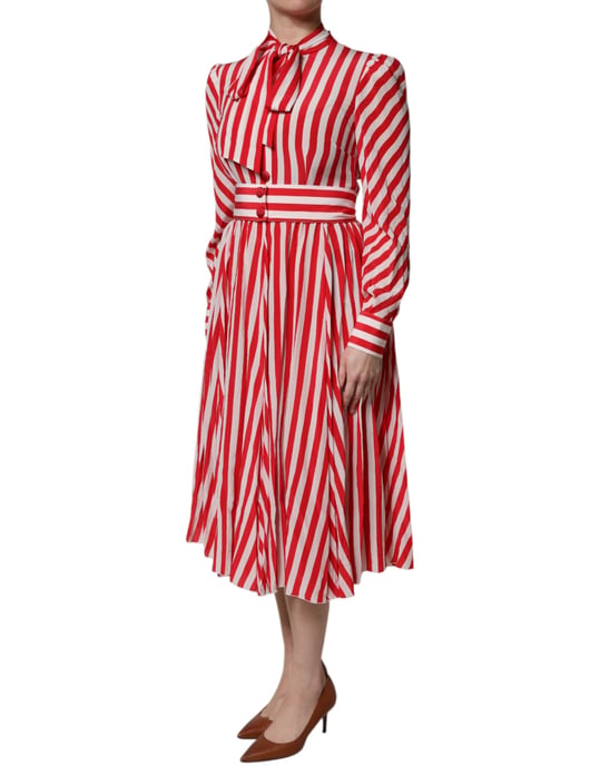 Seidenstreifen-A-Linien-Kleid - Image 3