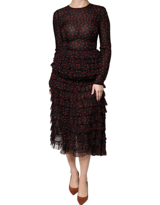 Gestuftes Rüschendress mit Polka Dots - Image 2