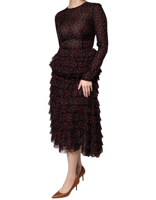 Gestuftes Rüschendress mit Polka Dots - Image 3