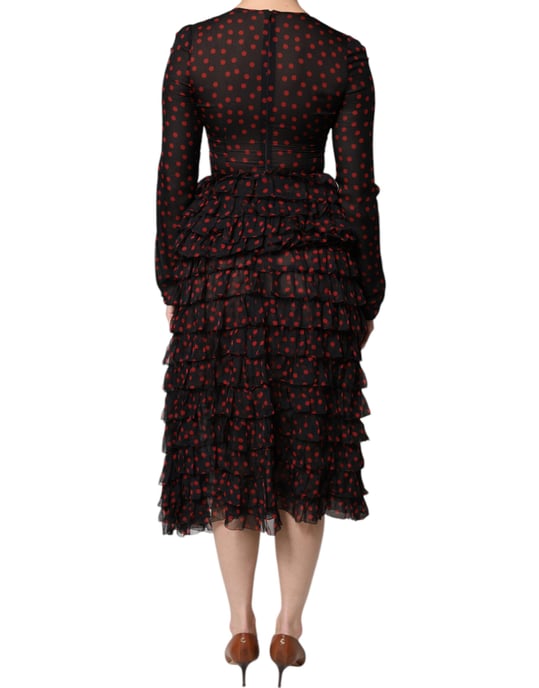 Gestuftes Rüschendress mit Polka Dots - Image 4